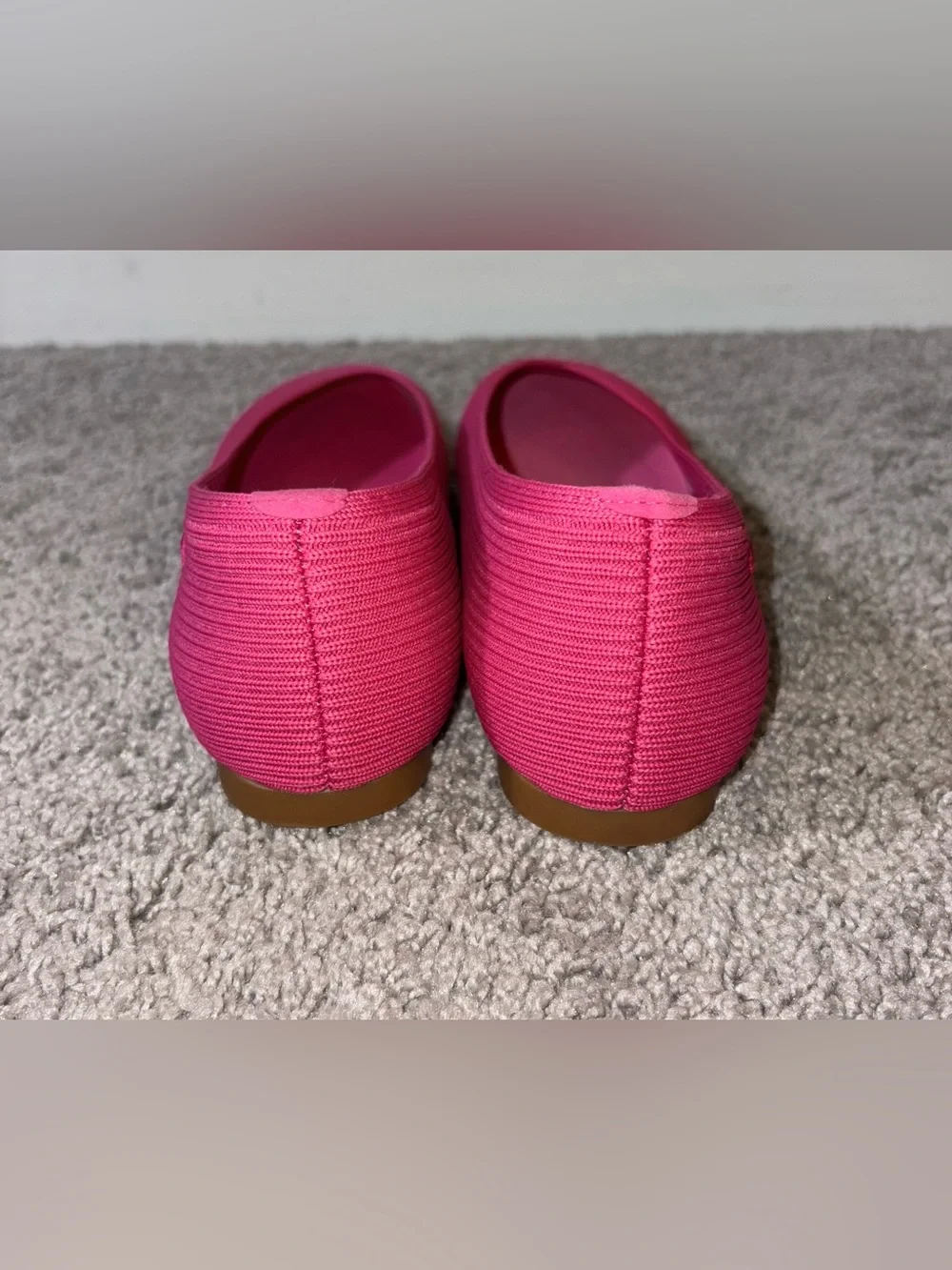 Vivaia Square-Toe Margot ribbed V-Cut Flats Pink size 41.5 US(10)